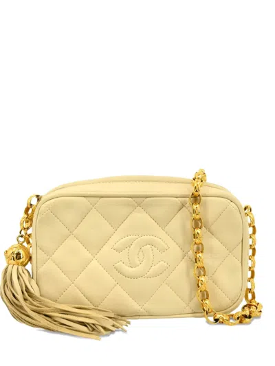 Pre-owned Chanel 1992 Quilted Cc Camera Bag In Neutral
