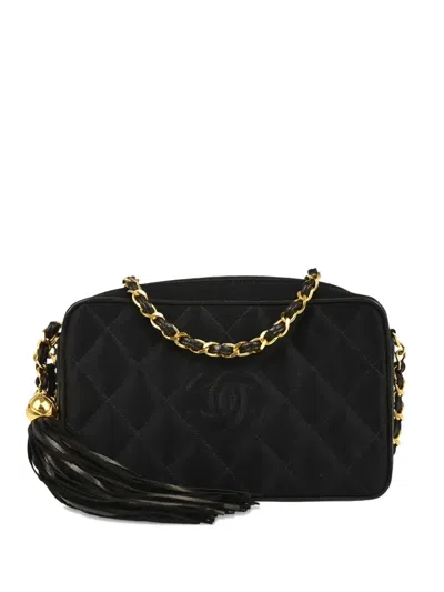 Pre-owned Chanel 1992 Quilted Chain Camera Bag In Black