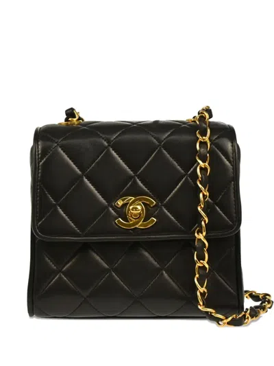 Pre-owned Chanel 1992 Quilted Lambskin Bag In Black