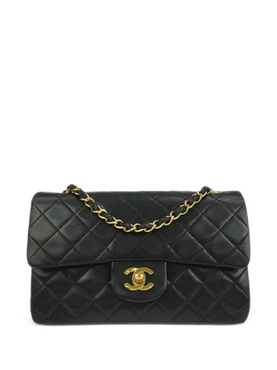 Pre-owned Chanel 1992 Small Classic Double Flap Shoulder Bag In Black