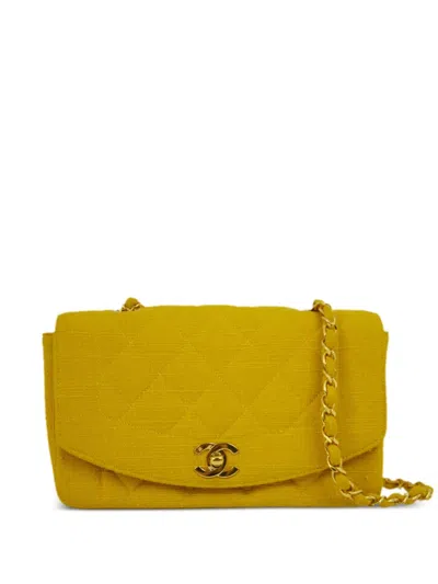 Pre-owned Chanel 1992 Small Diana Shoulder Bag In Yellow