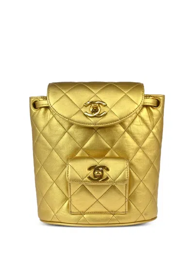 Pre-owned Chanel 1992 Small Duma Backpack In 金色