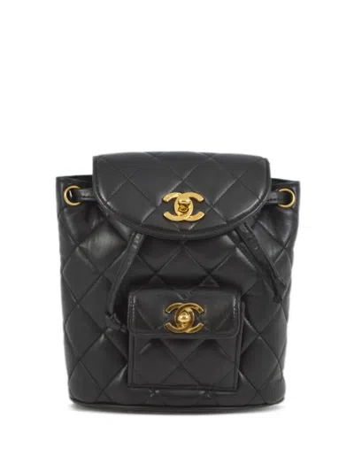 Pre-owned Chanel 1992 Small Duma Backpack In Black