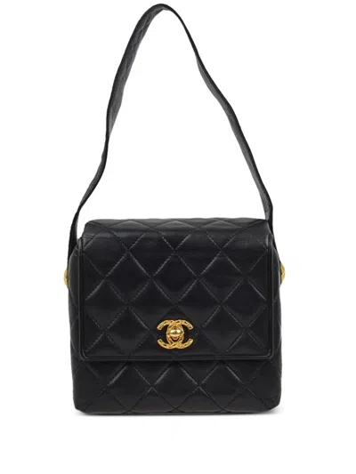 Pre-owned Chanel 1992 Straight Flap Handbag In Black