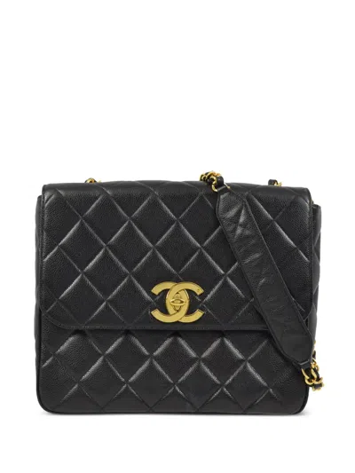 Pre-owned Chanel 1992 Straight Flap Shoulder Bag In 黑色