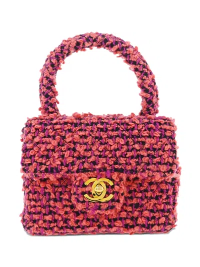 Pre-owned Chanel 1992 Tweed Top-handle Mini Bag In Pink