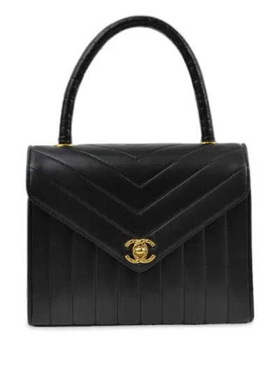 Pre-owned Chanel 1992 V-stitch Handbag In Black