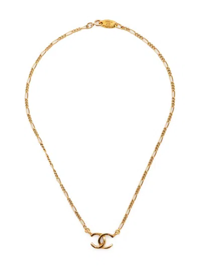 Pre-owned Chanel 1992s Cc Mark Necklace In Gold