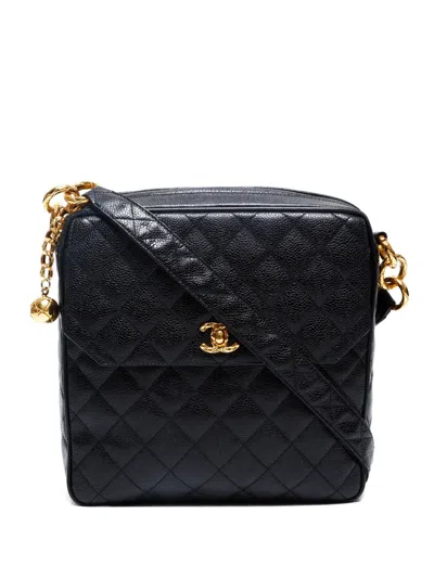 Pre-owned Chanel 1993-1994 Flap Leather Shoulder Bag In Black