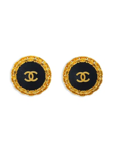 Pre-owned Chanel 1993 Button Clip-on Earrings In Gold