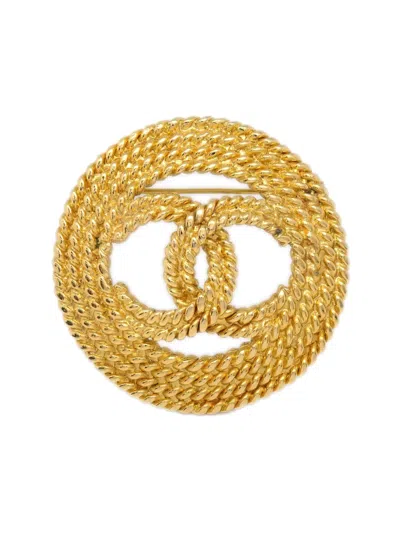 Pre-owned Chanel 1993 Cc Chain Brooch In Gold