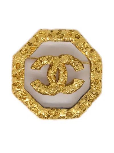 Pre-owned Chanel 1993 Cc Gold-plated Brooch