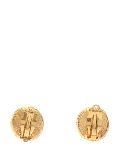 Pre-owned Chanel 1993 Cc Gold Plated Faux Pearl Clip On Earrings Costume Earrings