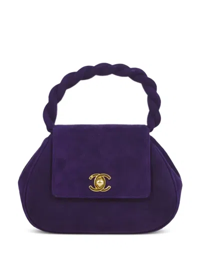 Pre-owned Chanel 1993 Cc Turn-lock Handbag In Purple