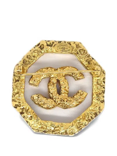 Pre-owned Chanel 1993 Cc-logo Brooch In Gold
