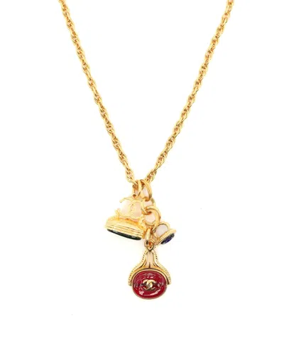 Pre-owned Chanel 1993 Coco Mark Gripoix Long Necklace In Multi