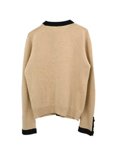 Pre-owned Chanel 1993 Contrasting-trim Cashmere Cardigan In Neutrals
