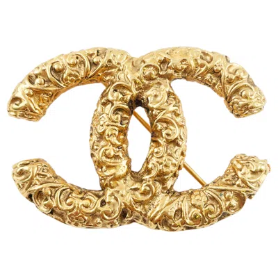 Pre-owned Chanel 1993 Gold-tone Cc Florentine Brooch In Multiple