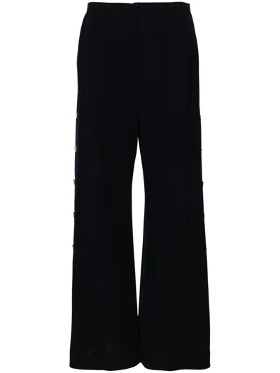 Pre-owned Chanel 1993 High-waist Wide-leg Trousers In Blue