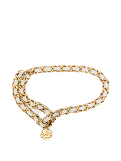Pre-owned Chanel 1993 Interwoven Chain-link Belt In Gold