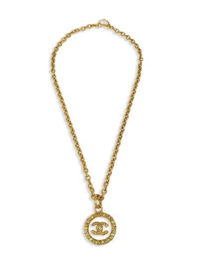 Pre-owned Chanel 1993 Medallion Pendant Necklace In Gold