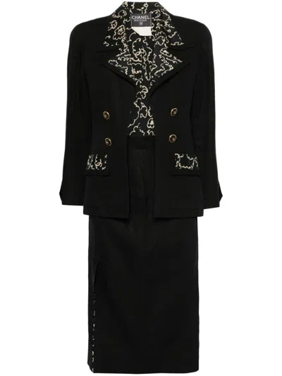 Pre-owned Chanel 1993 Setup Suit Jacket Skirt In 黑色