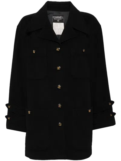 Pre-owned Chanel 1993 Single-breasted Coat In Black