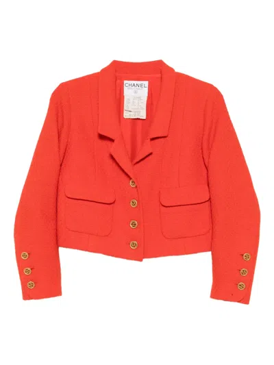 Pre-owned Chanel 1993 Single Breasted Jacket In Red