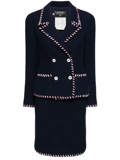 Pre-owned Chanel 1993 Skirt Suit In Blue