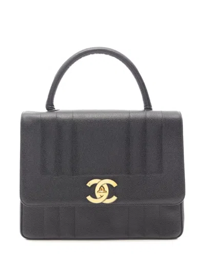 Pre-owned Chanel 1994-1996 Caviar Mademoiselle Kelly Top Handle Bag Handbag In Black
