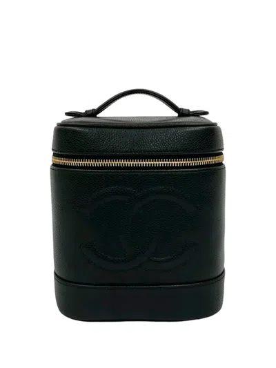 Pre-owned Chanel 1994-1996 Cc Caviar Case Vanity Bag In Black