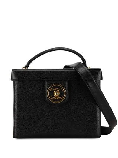 Pre-owned Chanel 1994-1996 Cc Caviar Case Vanity Bag In Black