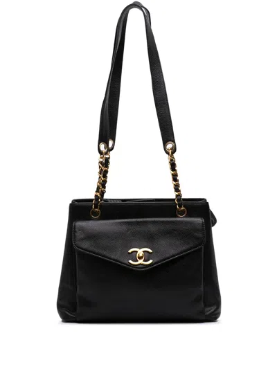 Pre-owned Chanel 1994-1996 Cc Caviar Shoulder Bag In Black