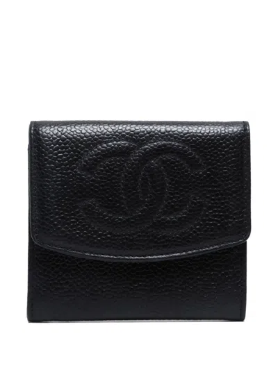 Pre-owned Chanel 1994-1996 Cc Coin Purse In Black