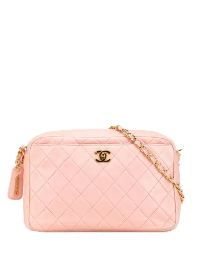 Pre-owned Chanel 1994-1996 Cc Quilted Lambskin Camera Crossbody Bag In Pink