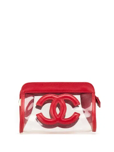 Pre-owned Chanel 1994-1996 Cc Vinyl And Lambskin Cosmetic Pouch