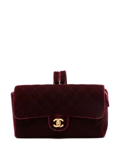 Pre-owned Chanel 1994-1996 Classic Flap Velvet Shoulder Bag In Purple