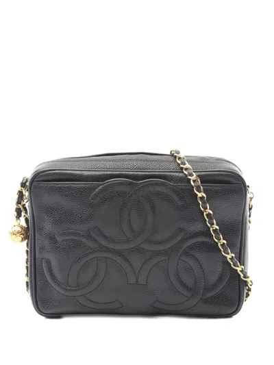 Pre-owned Chanel 1994-1996 Coco Mark Chain Shoulder Bag In Black