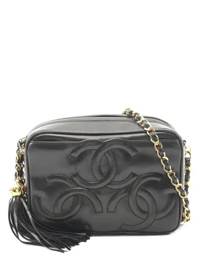 Pre-owned Chanel 1994-1996 Coco Mark Chain Shoulder Bag In Black