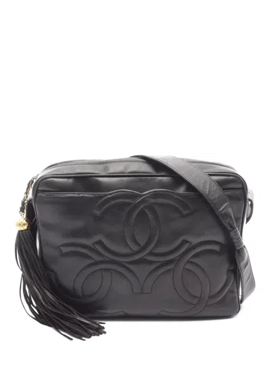 Pre-owned Chanel 1994-1996 Coco Mark Shoulder Bag In Black