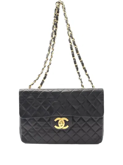 Pre-owned Chanel 1994-1996 Decamatelassé Shoulder Bag In Black