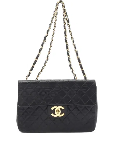 Pre-owned Chanel 1994-1996 Decamatlassé 34 Shoulder Bag In Black