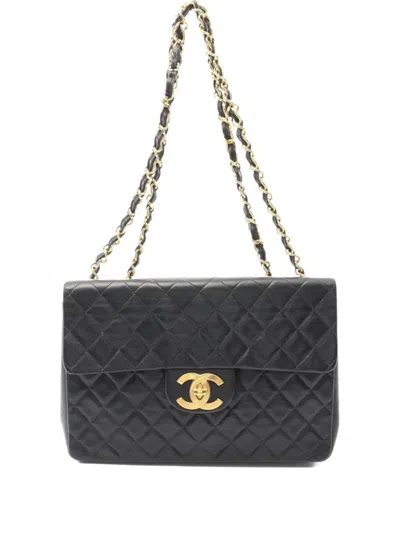 Pre-owned Chanel 1994-1996 Decamatlassé 34 Shoulder Bag In Black