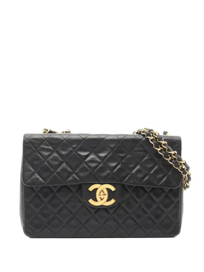 Pre-owned Chanel 1994-1996 Decamatlassé Chain Cross Body Bag In Black