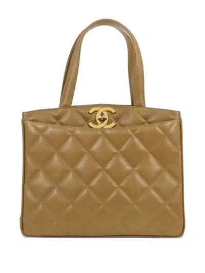 Pre-owned Chanel 1994-1996 Diamond-quilted Tote Bag In Neutral