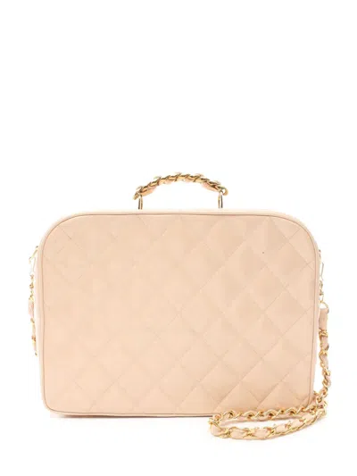 Pre-owned Chanel 1994-1996 Diamond-quilted Vanity Bag In Neutrals