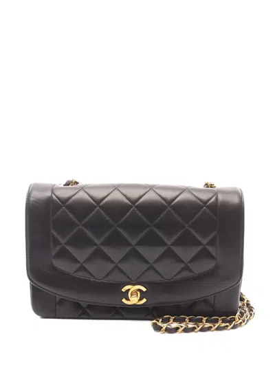 Pre-owned Chanel 1994-1996 Diana Diamond Quilting Shoulder Bag In Black