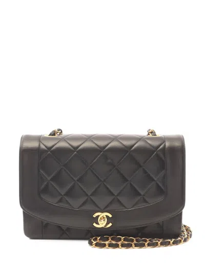 Pre-owned Chanel 1994-1996 Diana Flap Shoulder Bag In Black