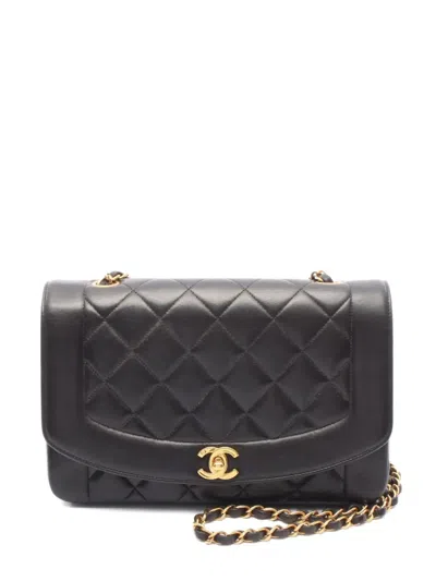 Pre-owned Chanel 1994-1996 Diana Matelassé Small Shoulder Bag In Black