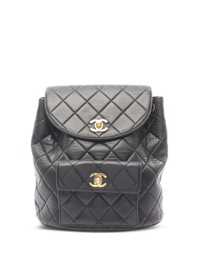 Pre-owned Chanel 1994-1996 Interlocking-cc Backpack In Black